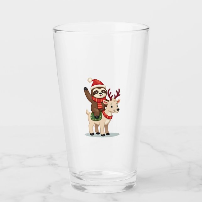 Alpaca Sloth Christmas (2) Glas (Vorderseite)