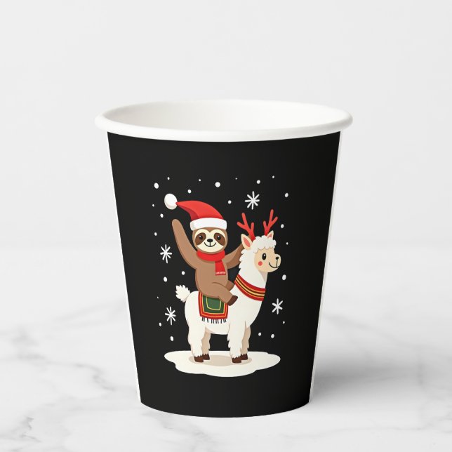 Alpaca Sloth Christmas (2) Pappbecher (Vorderseite)
