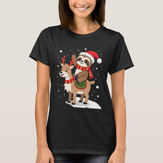 Alpaca Sloth Christmas (2) T-Shirt (Vorderseite)