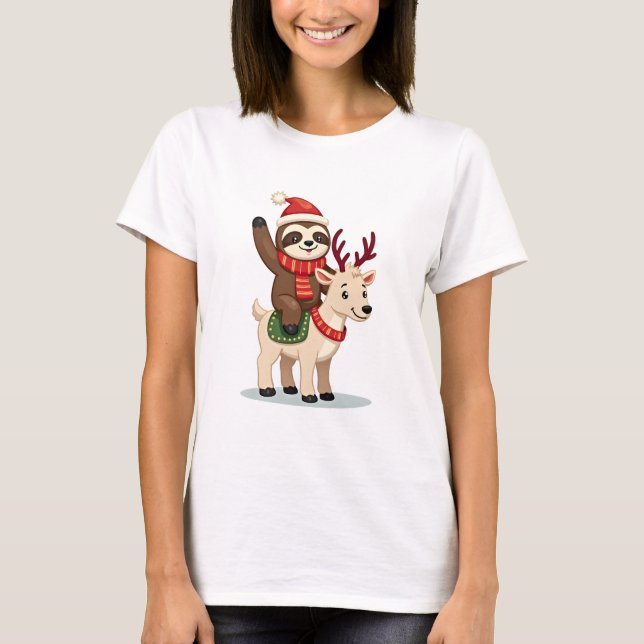 Alpaca Sloth Christmas (2) T-Shirt (Vorderseite)