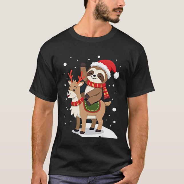 Alpaca Sloth Christmas (2) T-Shirt (Vorderseite)
