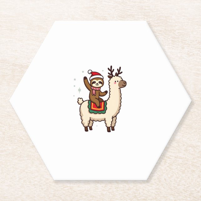 Alpaca Sloth Christmas (2) Untersetzer (Vorderseite)
