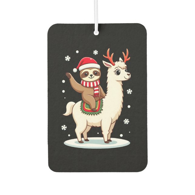 Alpaca Sloth Christmas (3) Autolufterfrischer (Vorderseite)