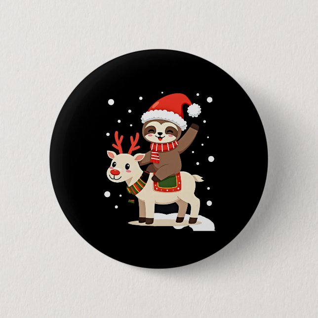 Alpaca Sloth Christmas (3) Button (Vorderseite)