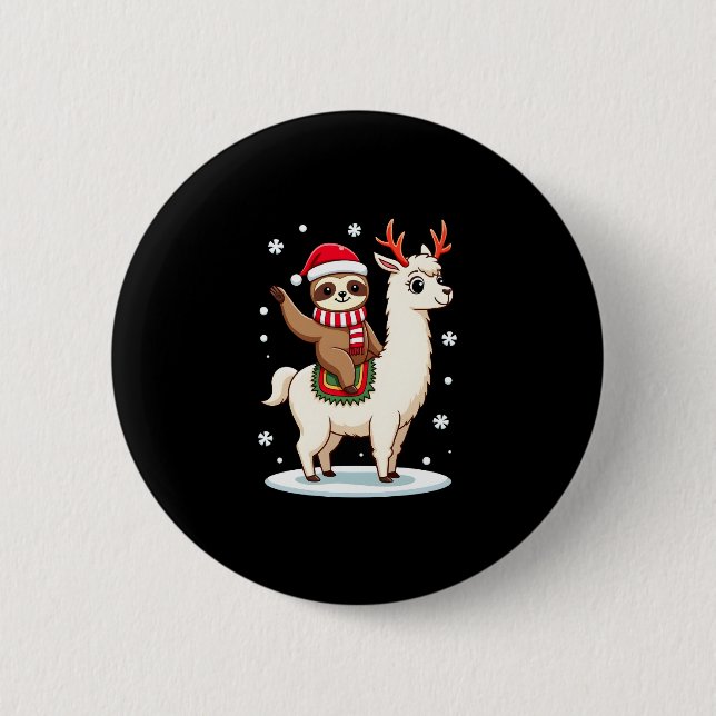 Alpaca Sloth Christmas (3) Button (Vorderseite)