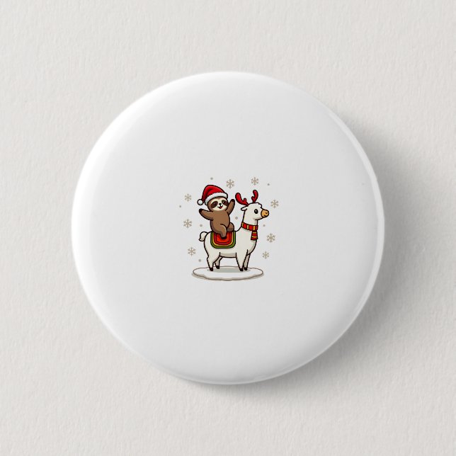 Alpaca Sloth Christmas (3) Button (Vorderseite)