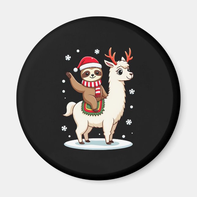 Alpaca Sloth Christmas (3) Magnet (Vorne)