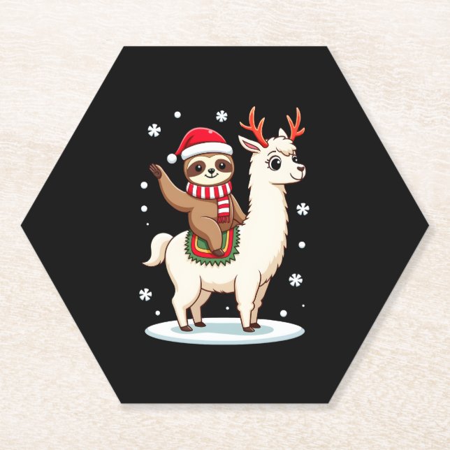 Alpaca Sloth Christmas (3) Untersetzer (Vorderseite)