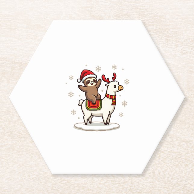 Alpaca Sloth Christmas (3) Untersetzer (Vorderseite)