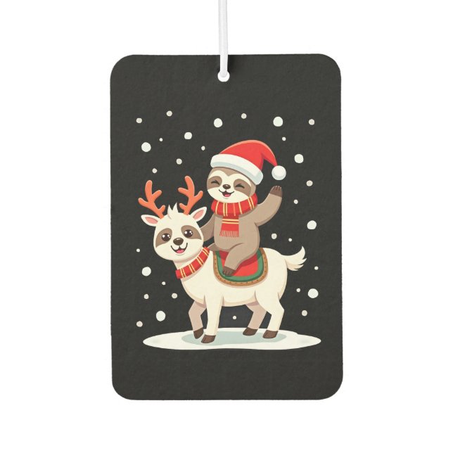 Alpaca Sloth Christmas (4) Autolufterfrischer (Vorderseite)