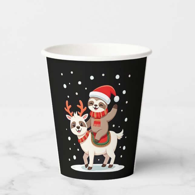 Alpaca Sloth Christmas (4) Pappbecher (Vorderseite)