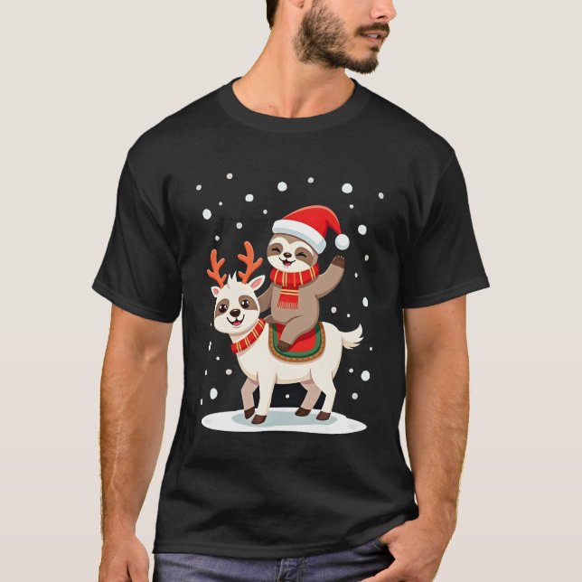 Alpaca Sloth Christmas (4) T-Shirt (Vorderseite)