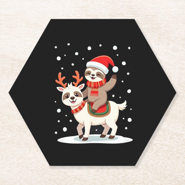 Alpaca Sloth Christmas (4) Untersetzer (Vorderseite)