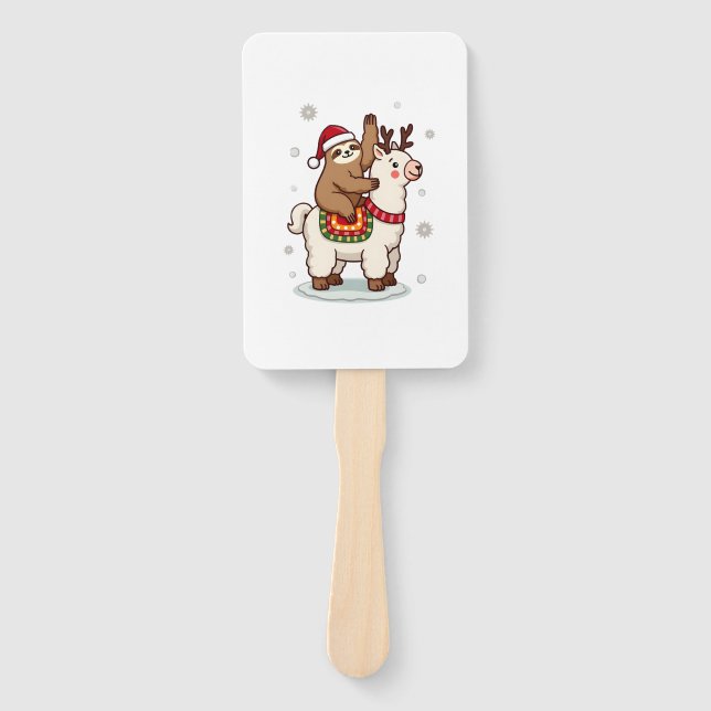 Alpaca Sloth Christmas Fächer (Vorderseite)
