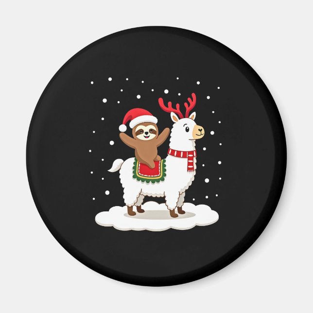 Alpaca Sloth Christmas Magnet (Vorne)