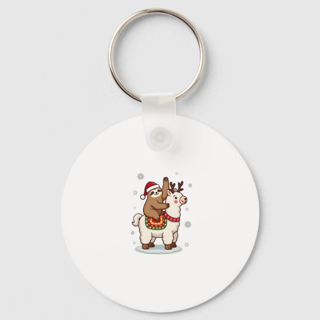 Alpaca Sloth Christmas Schlüsselanhänger (Vorderseite)