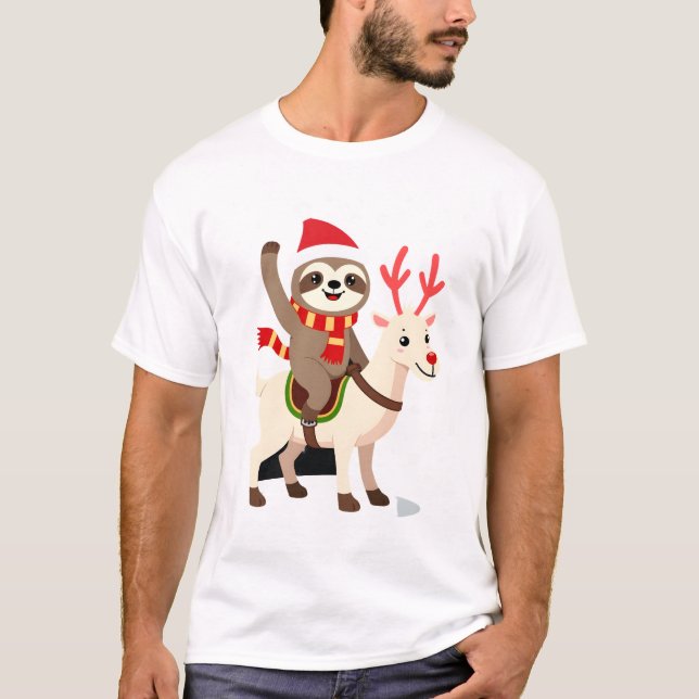 Alpaca Sloth Christmas T-Shirt (Vorderseite)