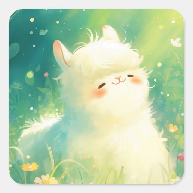 Alpaca Sunshine Escape Quadratischer Aufkleber (Vorderseite)