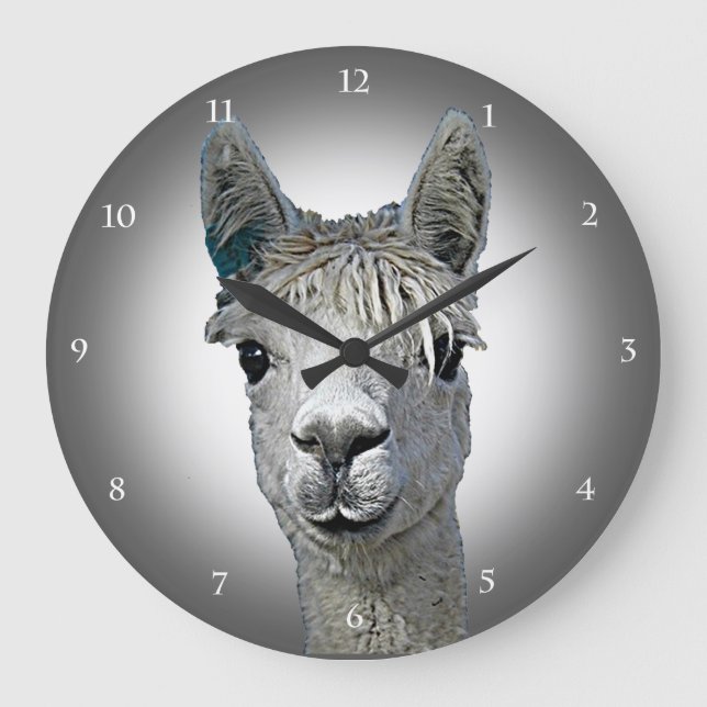 Alpaca Time Große Wanduhr (Vorderseite)