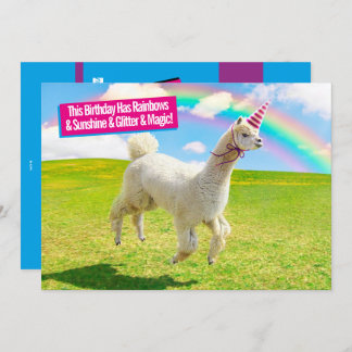 Alpaca Unicorn unter Rainbow Sky Einladung
