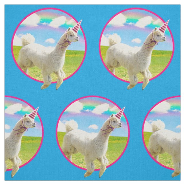 Alpaca Unicorn unter Rainbow Sky Stoff (Muster)