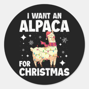 Alpaca Weihnachten Runder Aufkleber