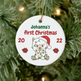 Alpaca Weihnachten Winter Babys erste Weihnachten Keramik Ornament