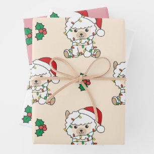 Alpaca Weihnachten Wintertiere Urlaub Alpacas Geschenkpapier Set