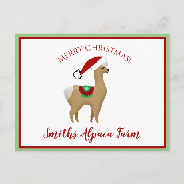 Alpaca Weihnachtsfeiertag Postkarte (Vorderseite)