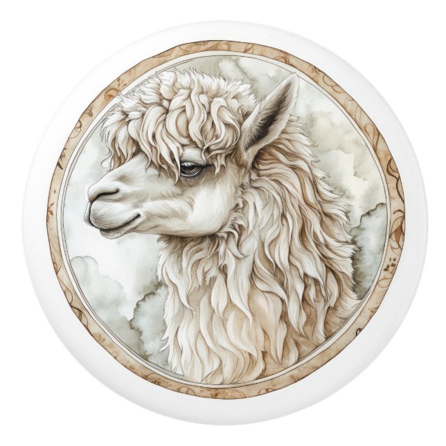 Alpaca Wild Tame und Zeitlose Sammlung Keramikknauf (Vorderseite)
