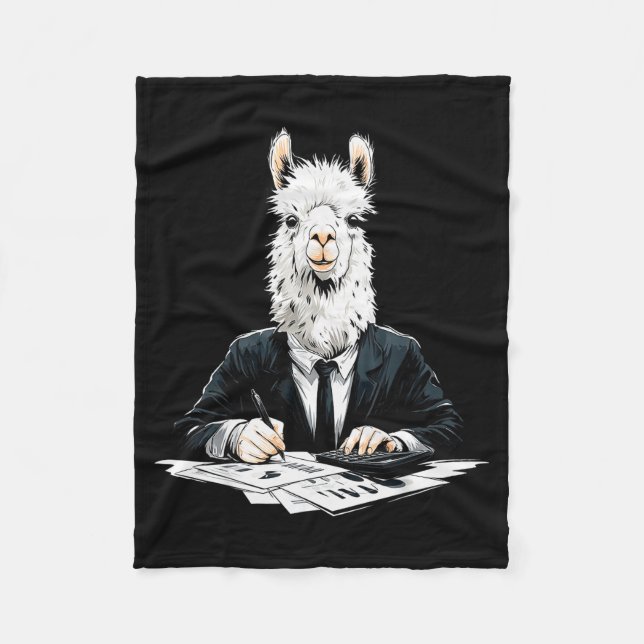 Alpaca Working Writing Motif Drawing Animal Art Al Fleecedecke (Vorderseite)