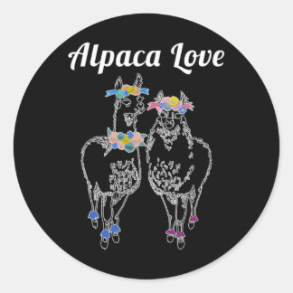 Alpacas Llama Wedding Bride Groom Liebe Marr Runder Aufkleber