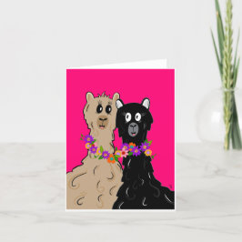 Alpaca's mit Blume-Halskette Dankeskarte