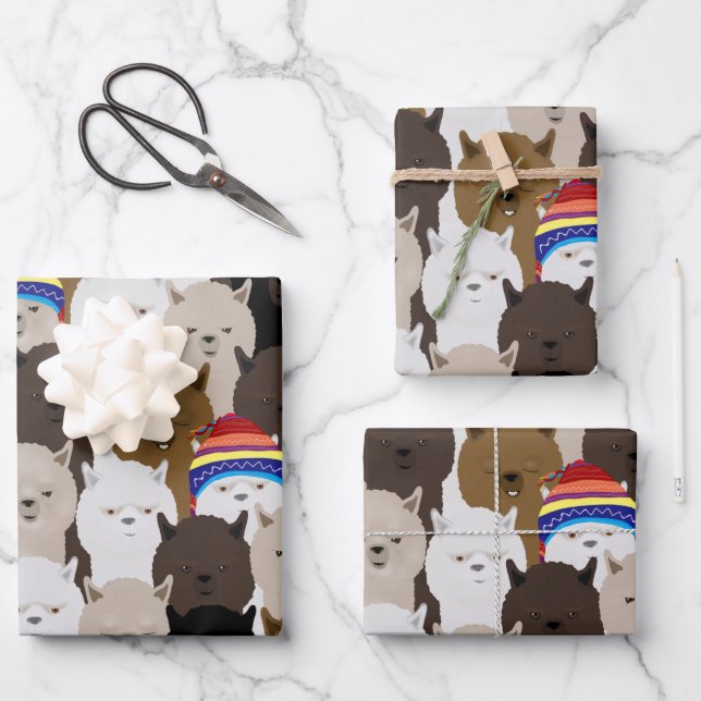 Alpacas Wrapping Paper Sheets Geschenkpapier Set (Vorderseite)