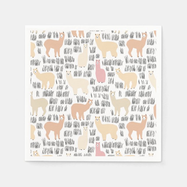 Alpacasmuster Serviette (Vorderseite)