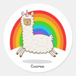 Alpacorn Rainbow Runder Aufkleber
