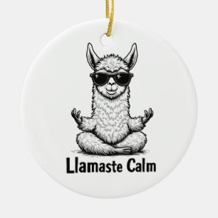 Alpaka Bleib ruhig Llamaste LLama Yoga Lustig Keramik Ornament