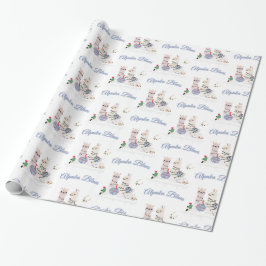 Alpaka Blues Geschenkpapier