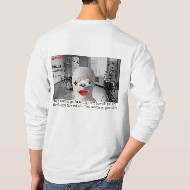 Alpaka-Brenneinheit zu viele Kerzen T-Shirt (Rückseite)