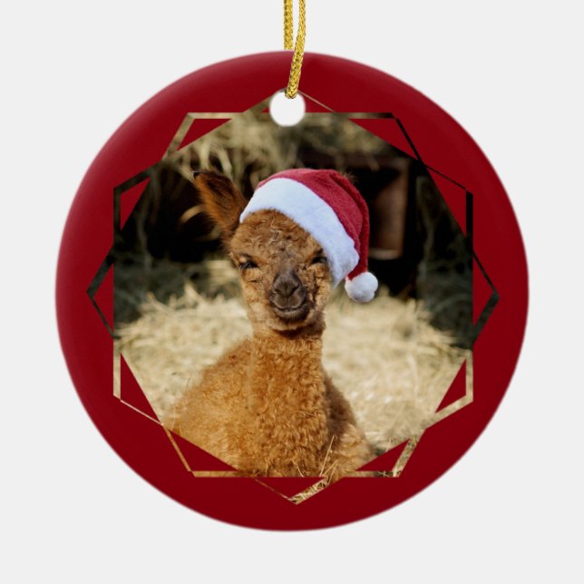 Alpaka Chirstmas Verzierung Keramikornament (Vorne)