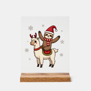 Alpaka-Faultier-Weihnachten (1) Acrylschild
