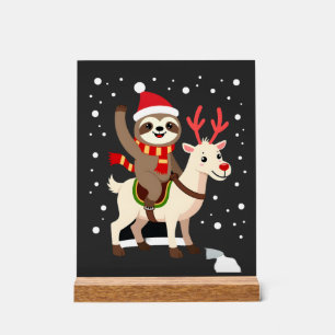 Alpaka-Faultier-Weihnachten (1) Acrylschild