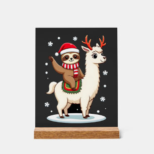 Alpaka-Faultier-Weihnachten (3) Acrylschild