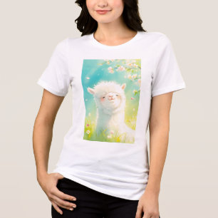 Alpaka genießt die Blütenpracht Tri-Blend Shirt