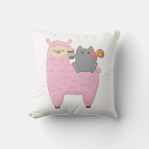 Alpaka-Geschenk, Katze reitet Lama, Katzenliebhabe Kissen