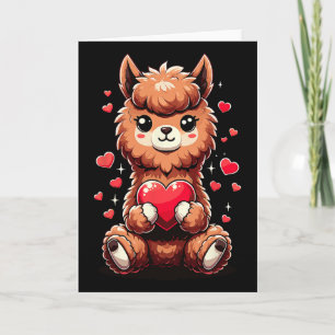 Alpaka hält Herz Valentinstag Süße Lama Va Karte