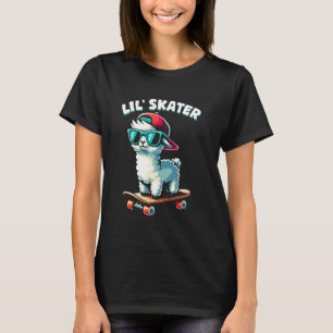 Alpaka Kinder auf einem Skateboard Skater Jungen T-Shirt