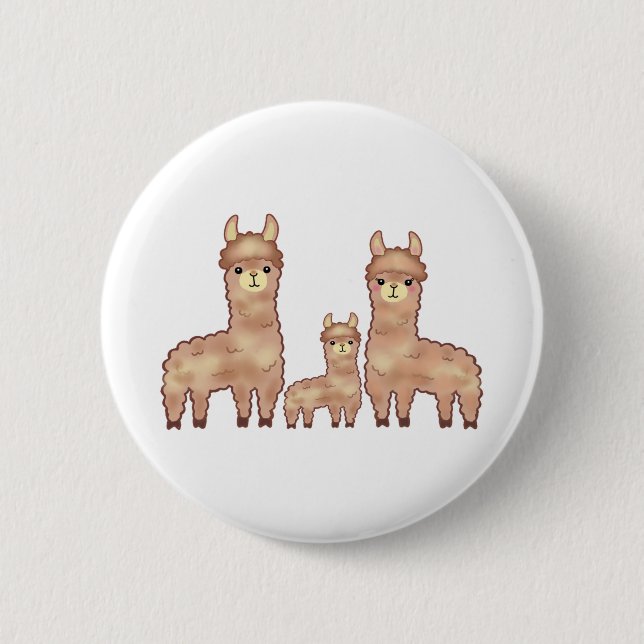 Alpaka-Liebelustige TierCartoonkunst Button (Vorderseite)