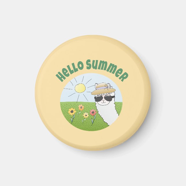Alpaka-Party Hello Summer Alpaca partytime Magnet (Vorne)