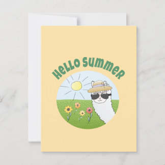 Alpaka-Party Hello Summer Alpaca partytime Postkarte